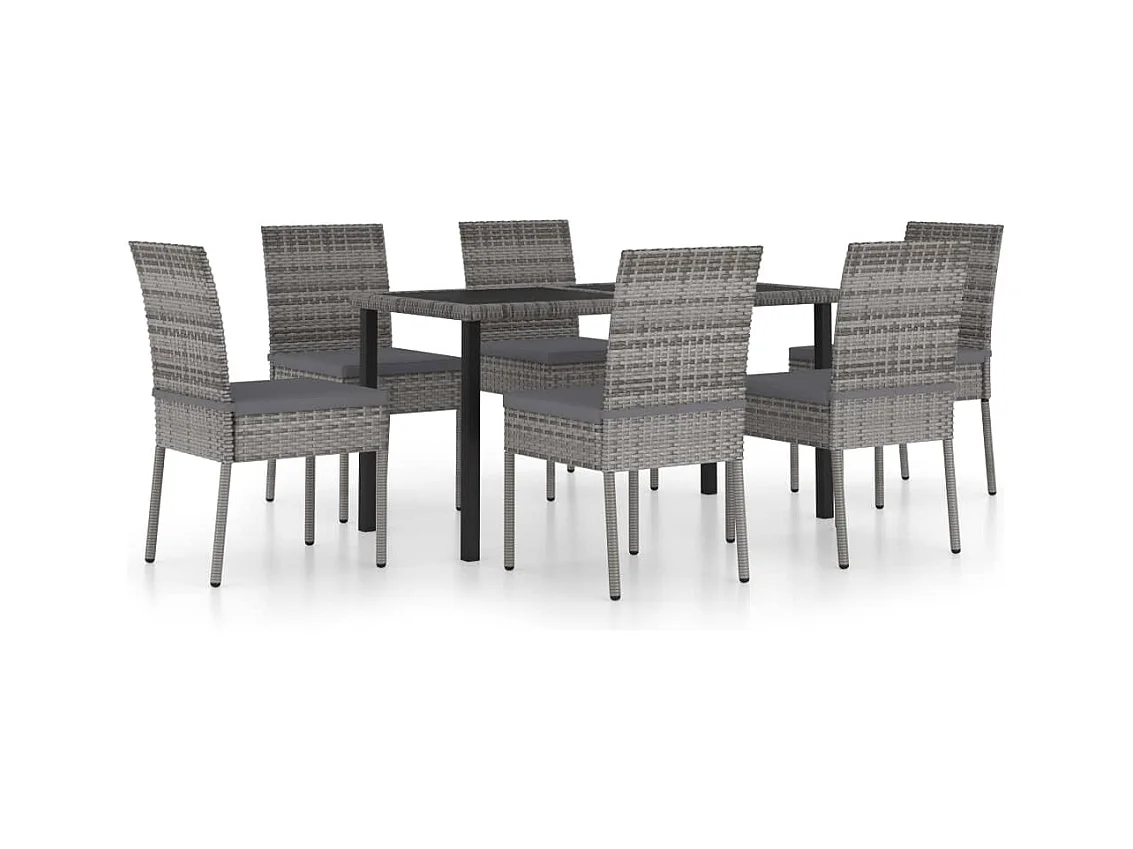 Glenn Samuel  7-delige Tuinset poly rattan grijs