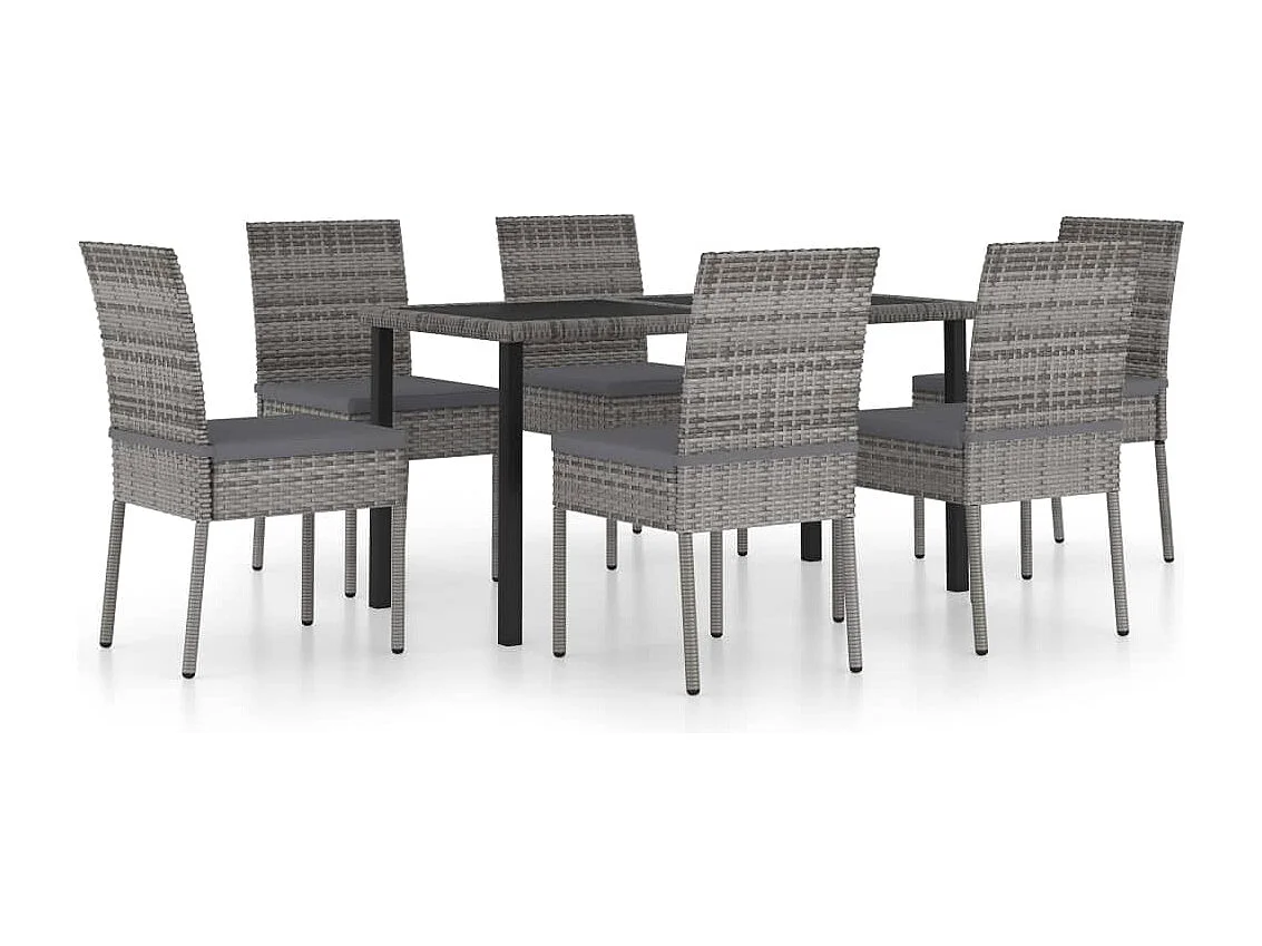 Glenn Samuel  Ensemble à manger de jardin 7 pcs Résine tressée Gris