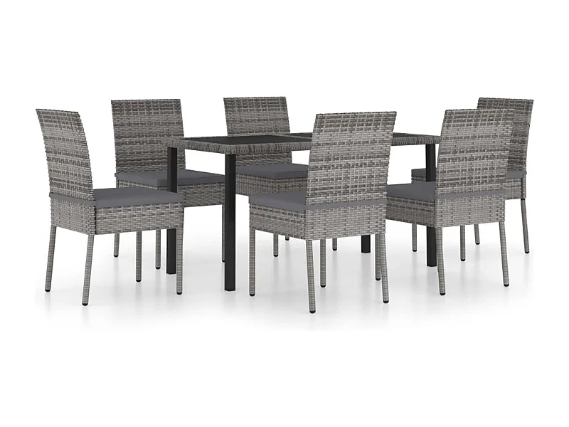 Glenn Samuel  7-delige Tuinset poly rattan grijs