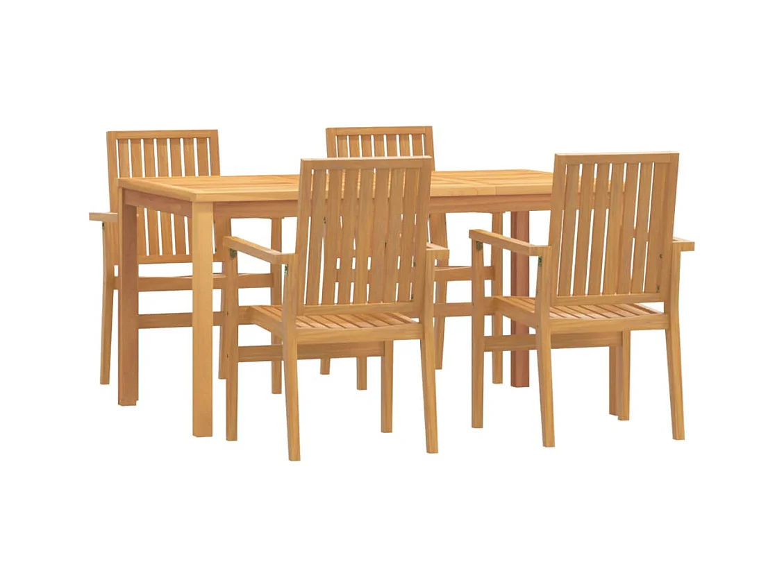 Garden Furniture -  Ensemble à manger de jardin 5pcs Bois de teck massif