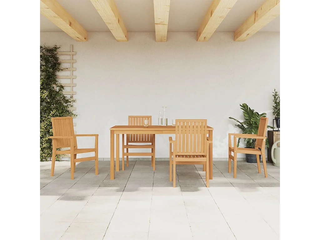 Garden Furniture -  Ensemble à manger de jardin 5pcs Bois de teck massif
