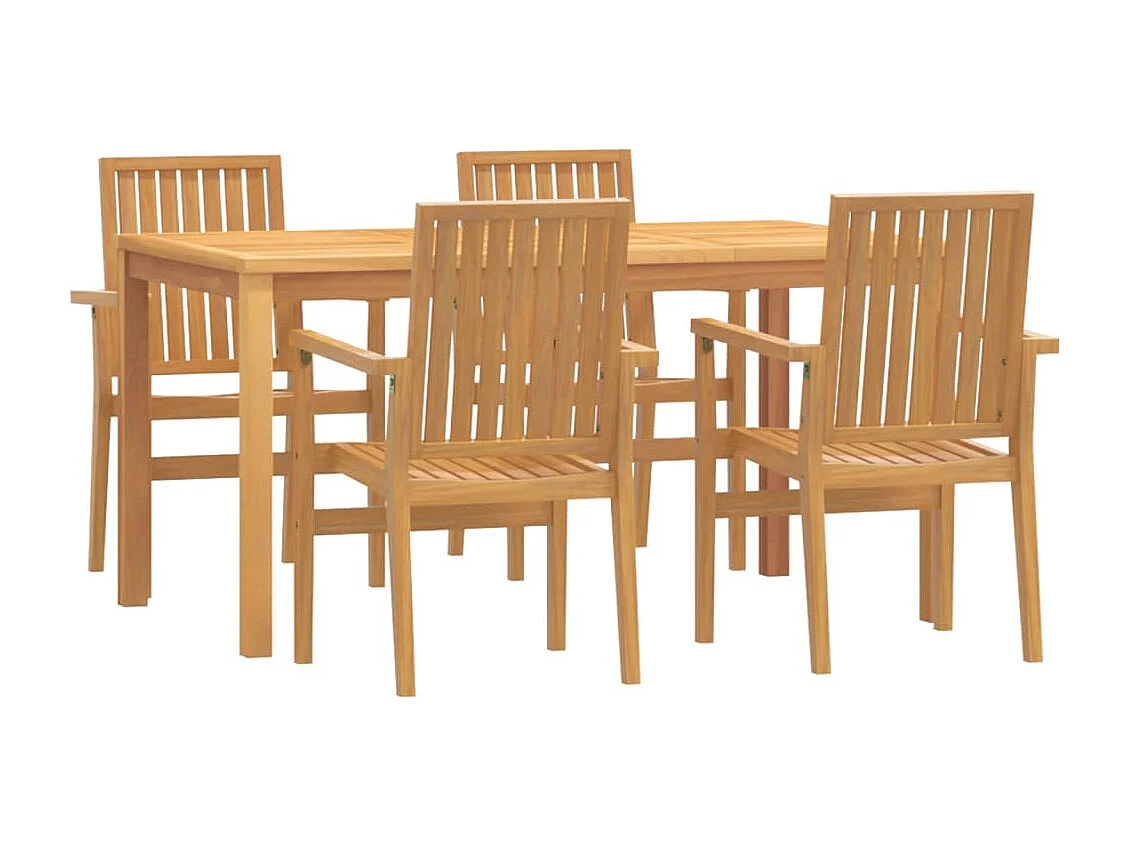Garden Furniture -  Ensemble à manger de jardin 5pcs Bois de teck massif