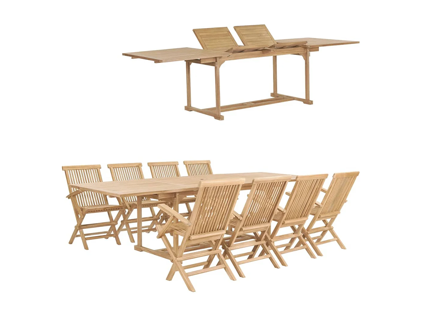Vyrean  Ensemble à manger de jardin 9 pcs 180-280x100x75 cm Teck massif