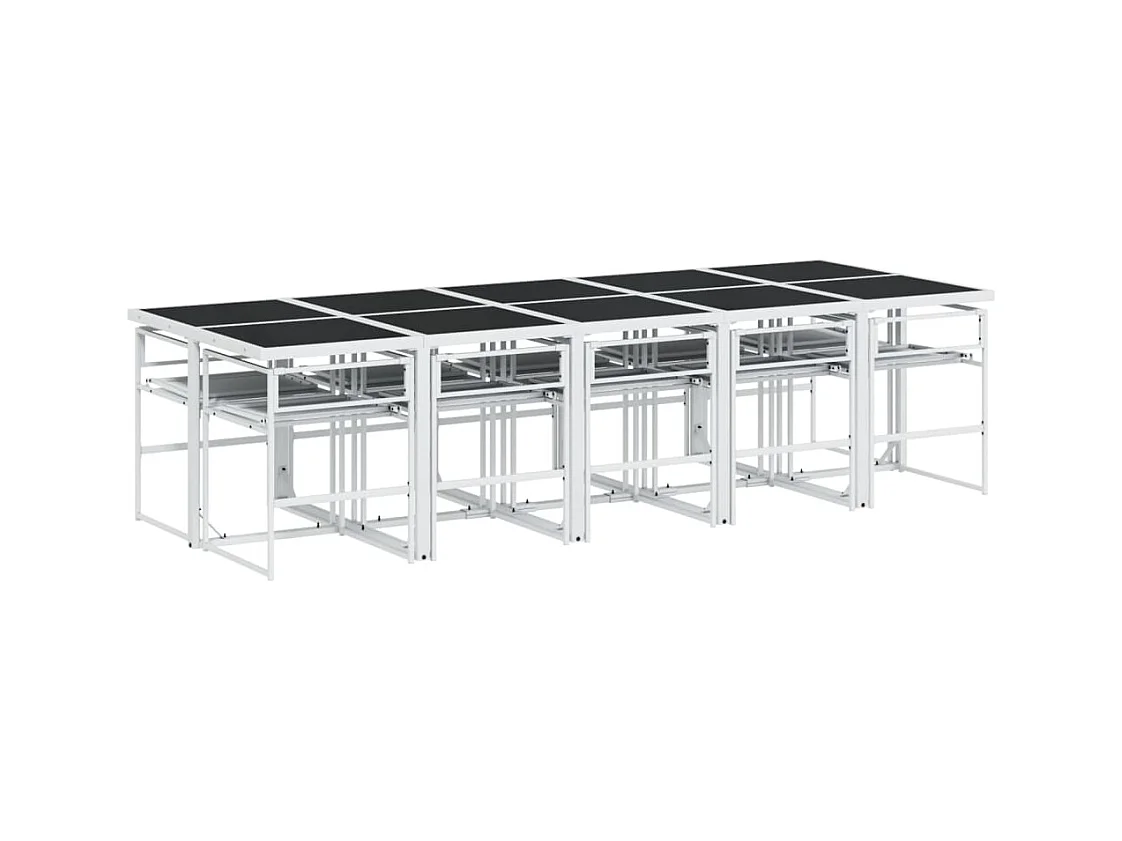 Bardstown  Ensemble à manger de jardin avec coussins 11pcs blanc textilène