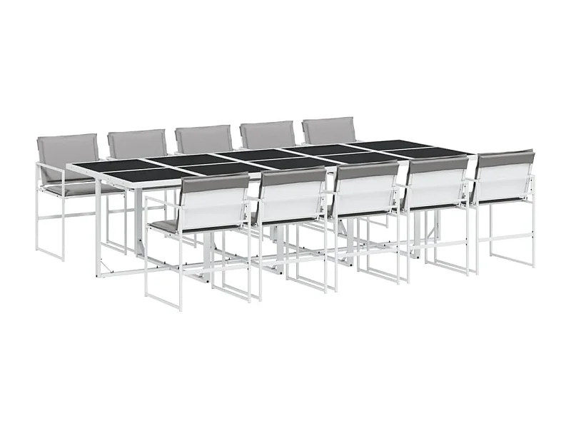 Bardstown  Ensemble à manger de jardin avec coussins 11pcs blanc textilène