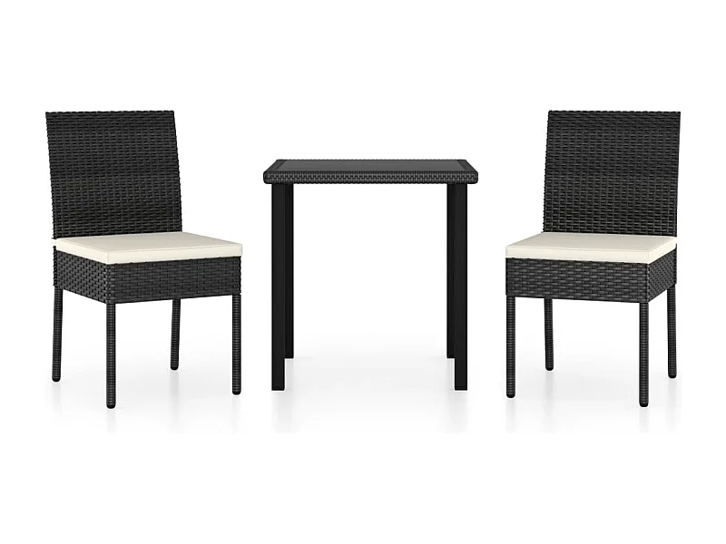 Nesrin  3-delige Tuinset poly rattan zwart