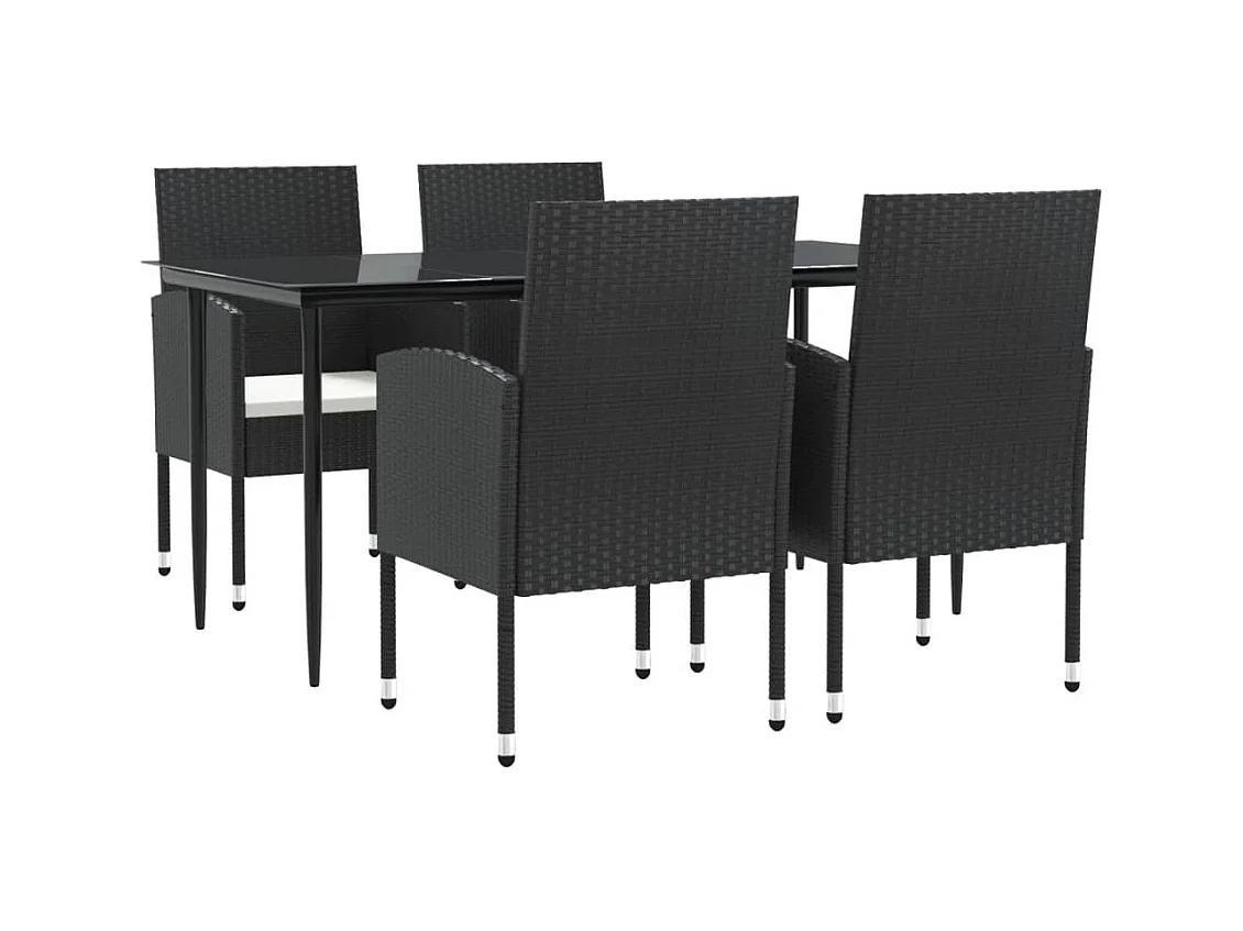Lazzaro  Ensemble à manger de jardin 5 pcs noir résine tressée et acier