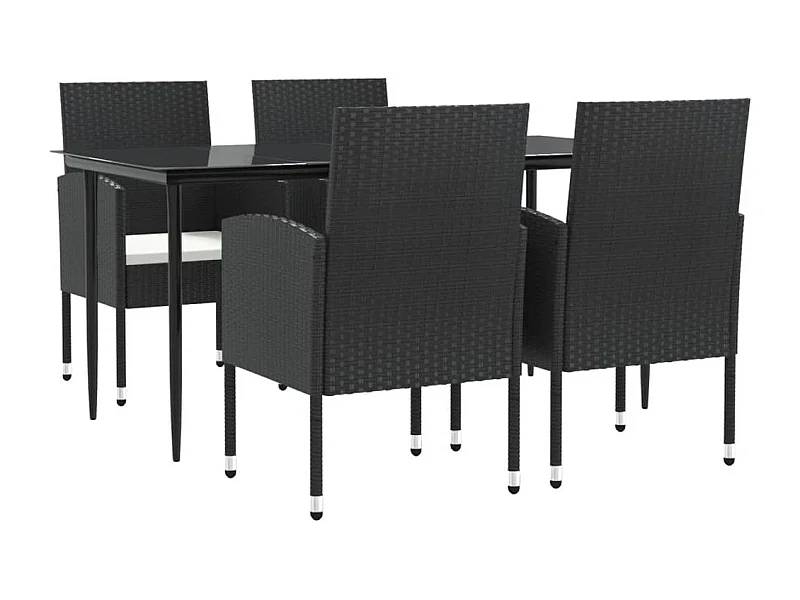 Lazzaro  5-delige Tuinset poly rattan en staal zwart