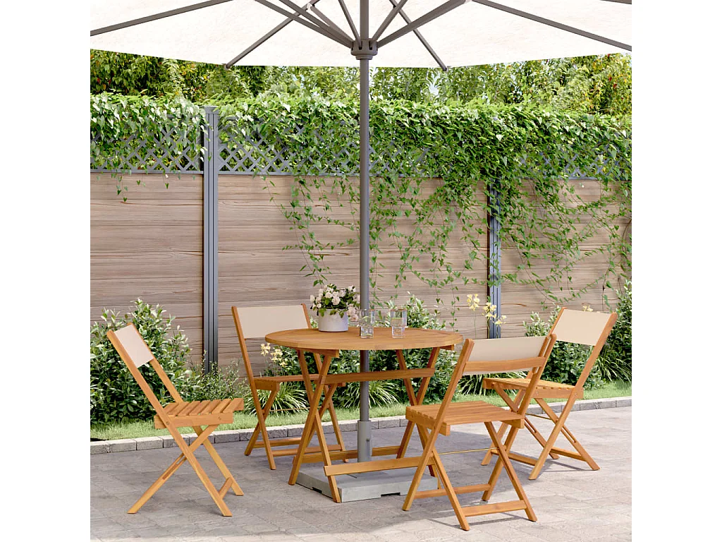 Bay Minette  Ensemble à manger de jardin 5 pcs beige tissu et bois massif