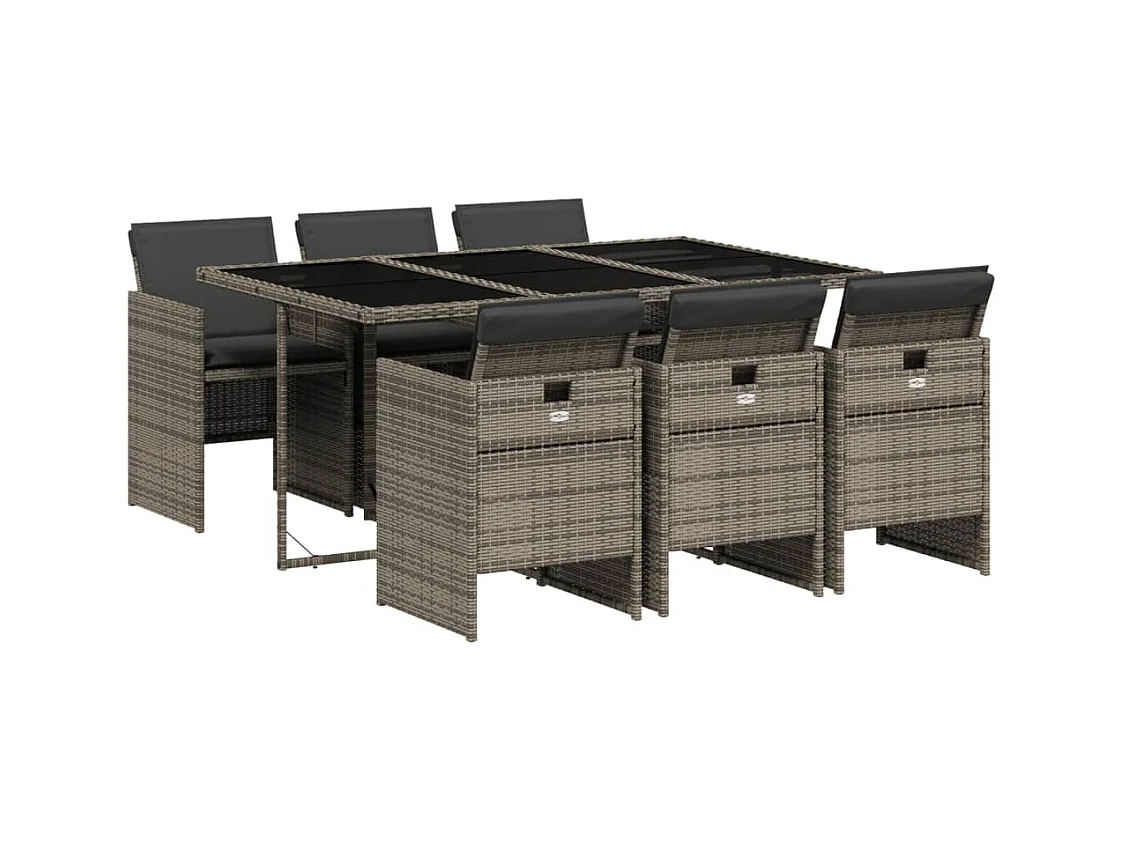 Jesse  7-delige Tuinset met kussens poly rattan grijs