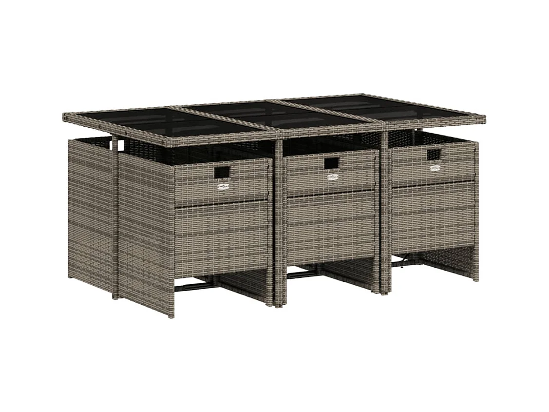 Jesse  7-delige Tuinset met kussens poly rattan grijs