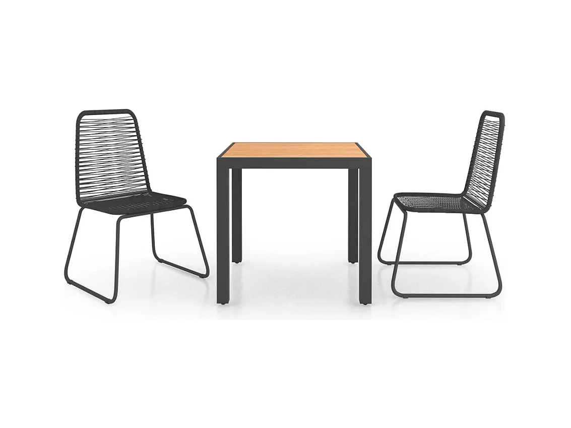 Parma  Ensemble à manger de jardin 3pcs PVC résine tressée noir marron