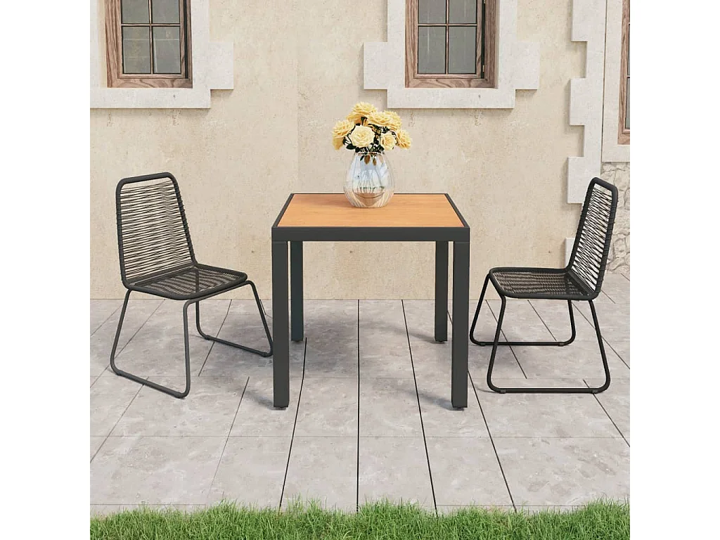 Parma  Ensemble à manger de jardin 3pcs PVC résine tressée noir marron