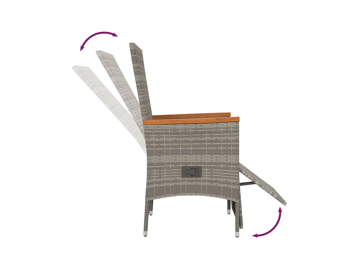 Valentin  Ensemble à manger de jardin et coussins 7 pcs gris rotin