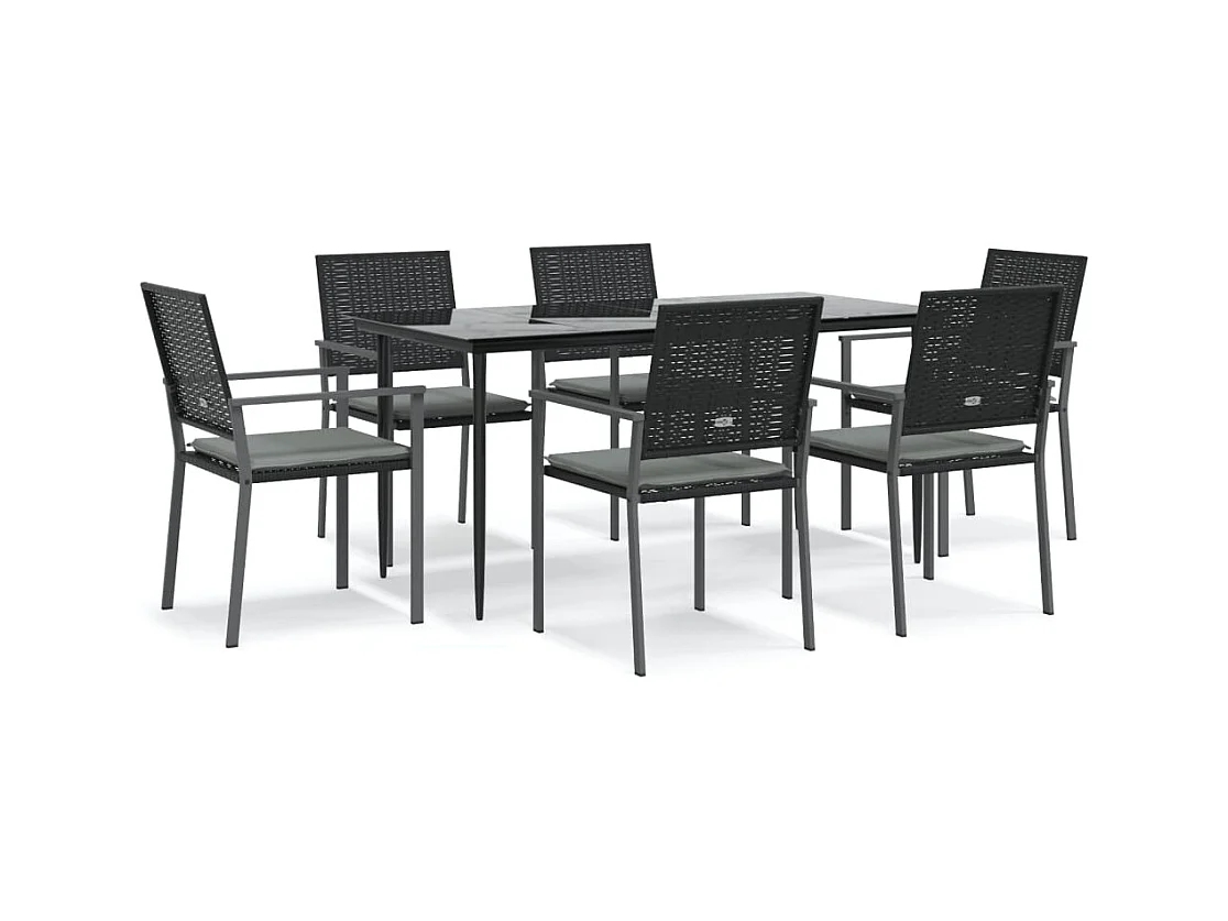 Croughevoe  Ensemble à manger de jardin 7 pcs coussins résine tressée acier