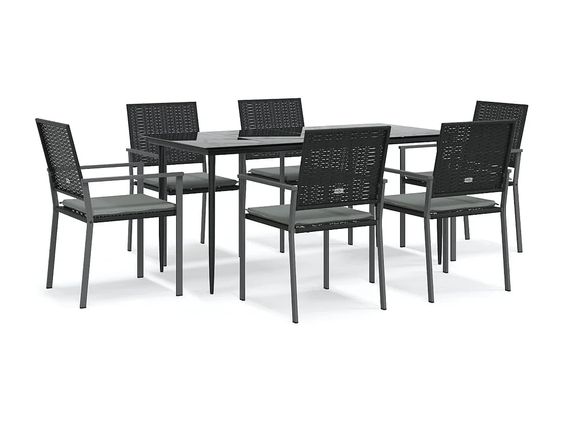 Croughevoe  Ensemble à manger de jardin 7 pcs coussins résine tressée acier