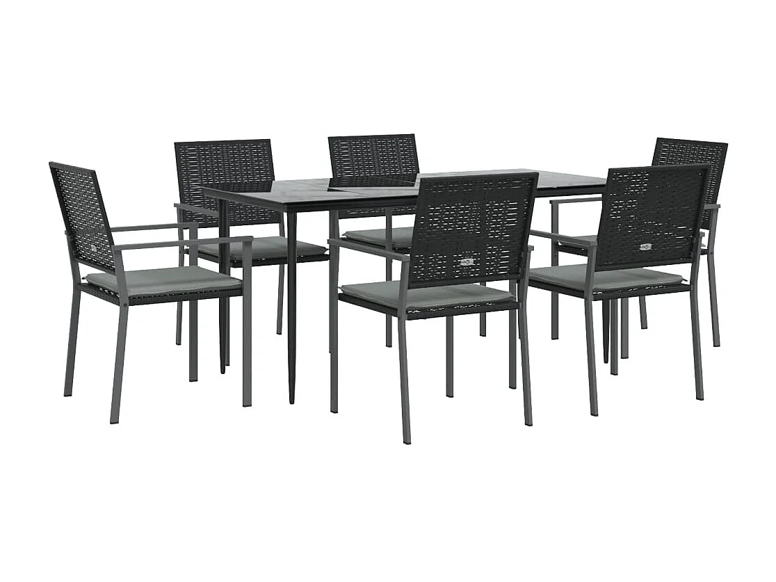 Croughevoe  Ensemble à manger de jardin 7 pcs coussins résine tressée acier