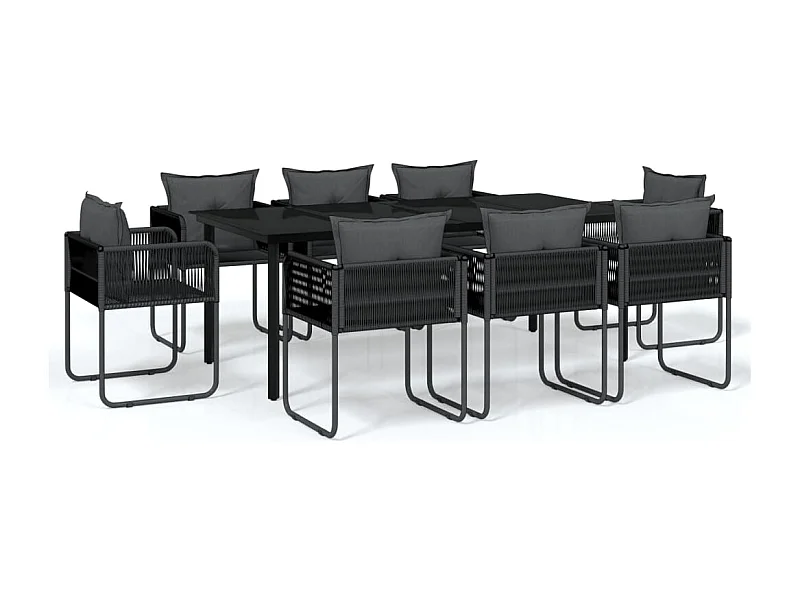 Scandicci  Juego de comedor de jardín 9 piezas negro