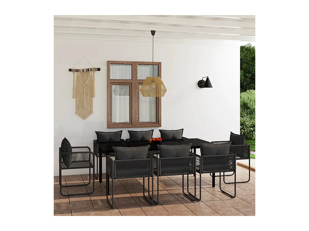 Scandicci  Ensemble à manger de jardin 9 pcs Noir