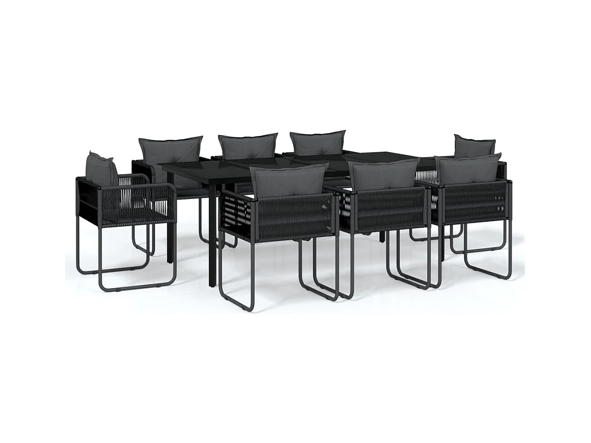 Scandicci  Juego de comedor de jardín 9 piezas negro