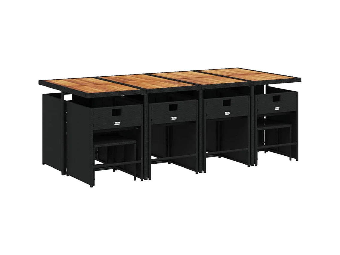 Zenn  13-delige Tuinset met kussens poly rattan zwart