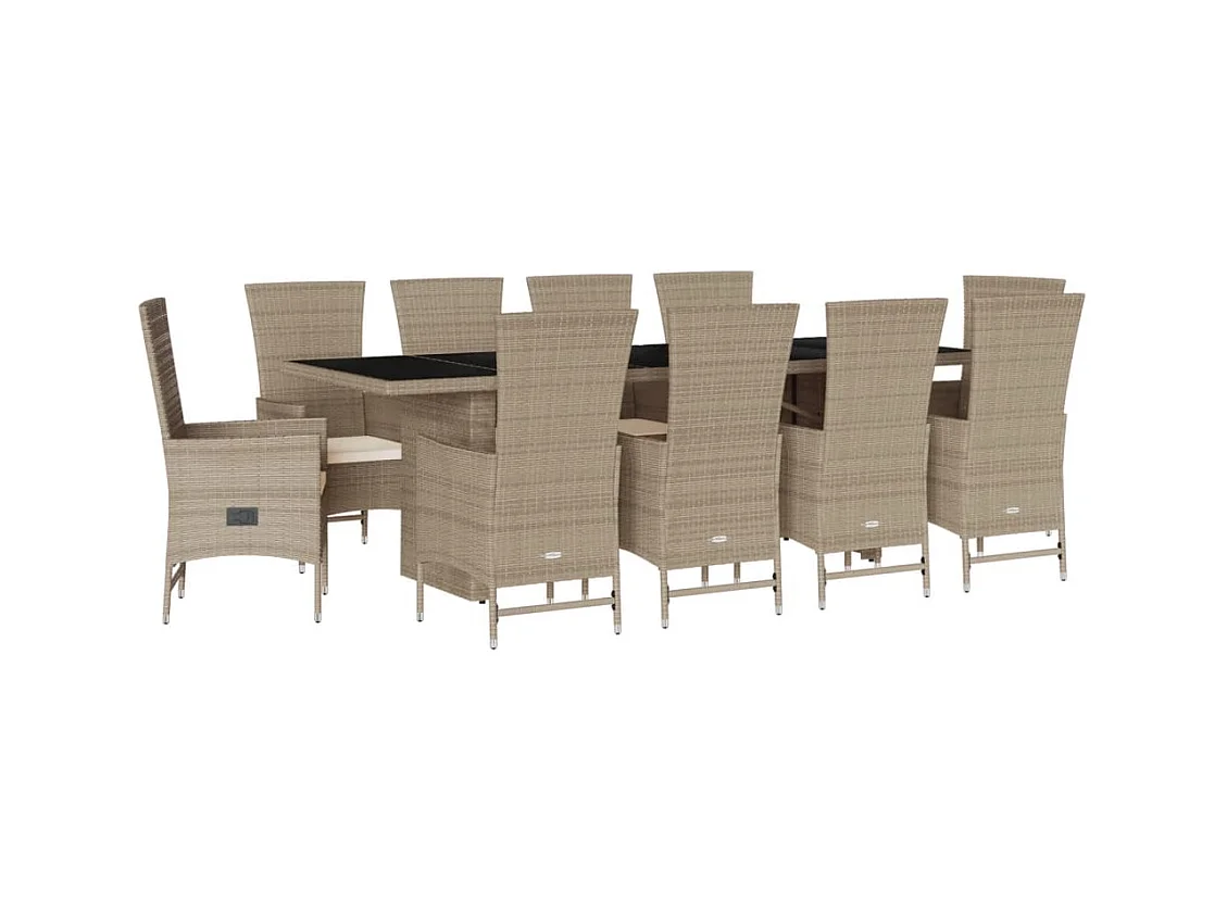 Greenlawn  11-delige Tuinset met kussens poly rattan beige