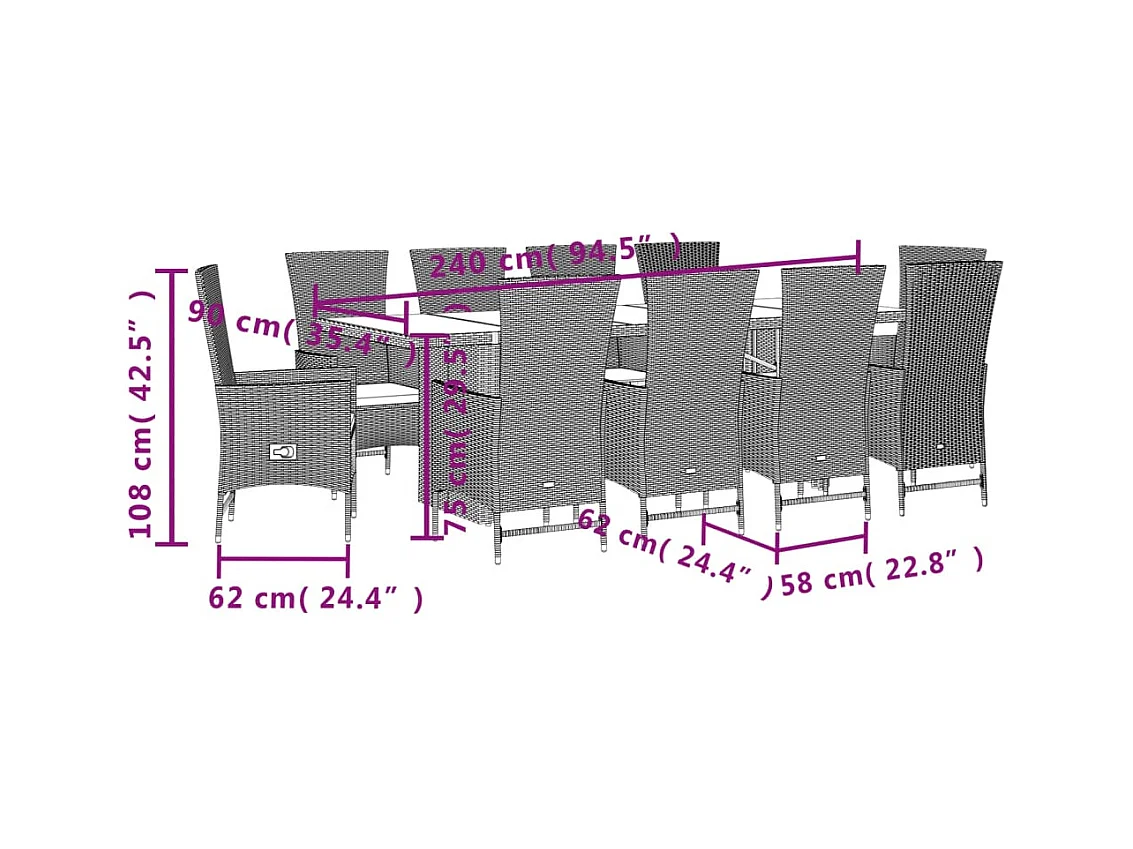 Greenlawn  11-delige Tuinset met kussens poly rattan beige