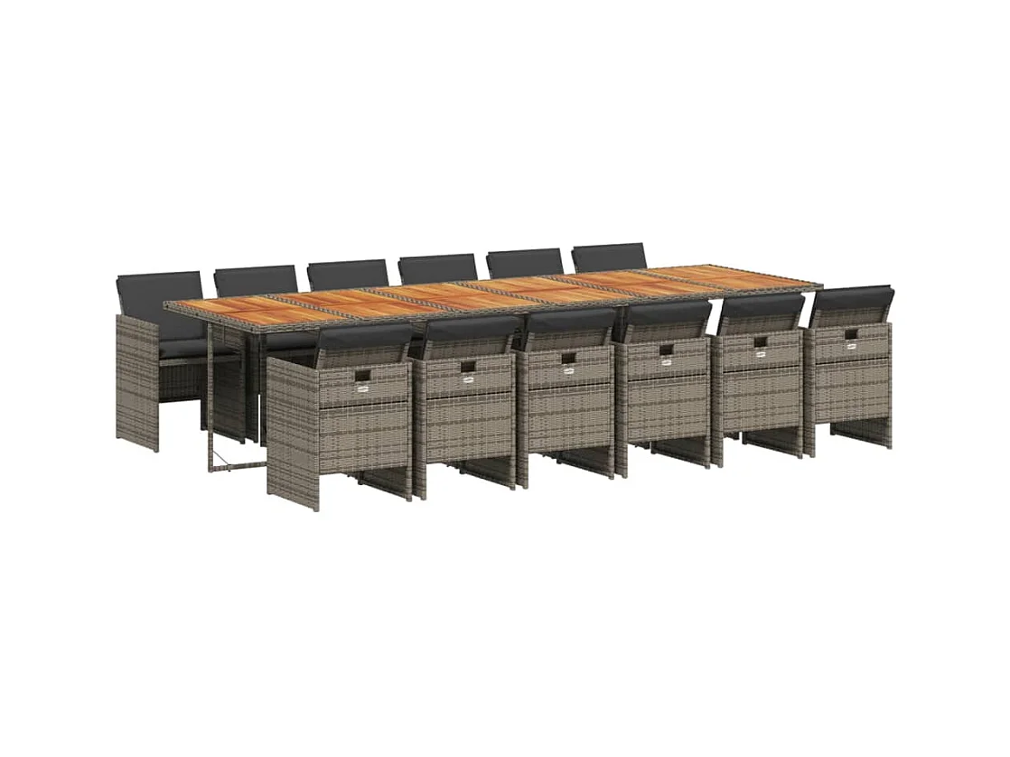 Jesse  13-delige Tuinset met kussens poly rattan grijs