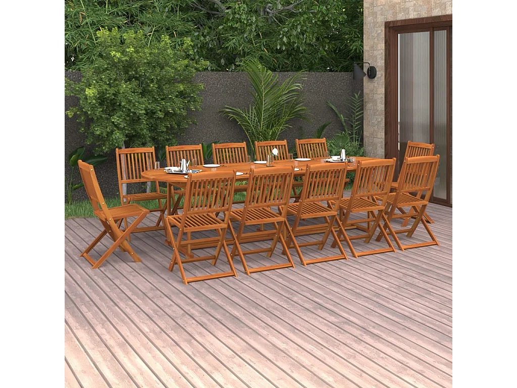 Gideon  Ensemble à manger de jardin 13 pcs 280x90x75 cm bois d'acacia