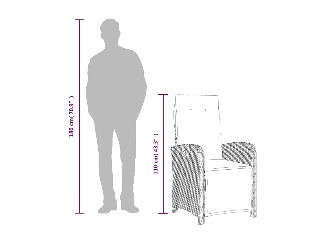 Thomian  Ensemble à manger de jardin coussins 7pcs Noir Résine tressée