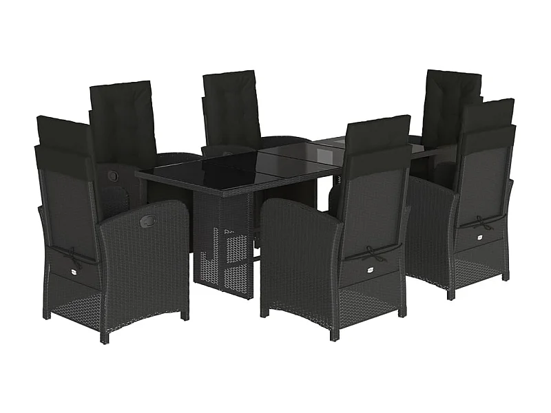 Thomian  Ensemble à manger de jardin coussins 7pcs Noir Résine tressée