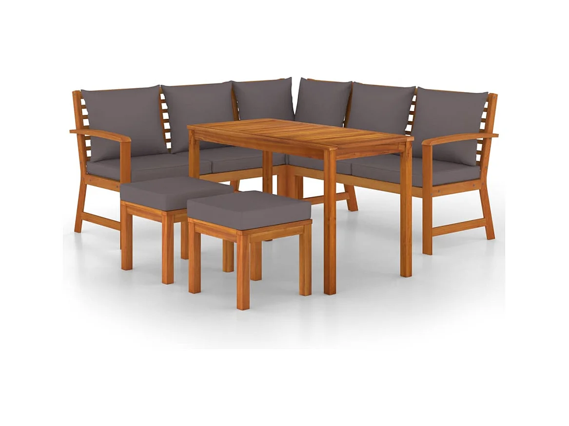 Talence  Ensemble à manger de jardin 6 pcs avec coussins Bois d'acacia