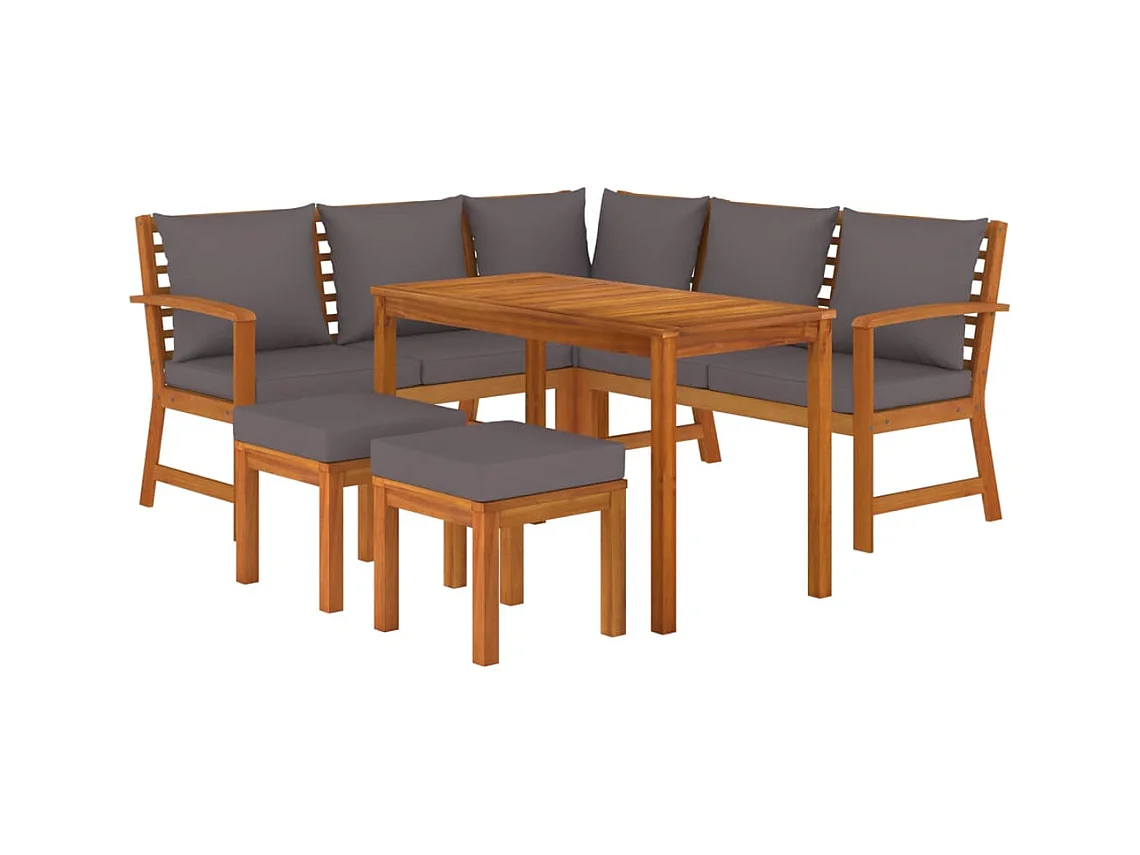 Talence  Ensemble à manger de jardin 6 pcs avec coussins Bois d'acacia