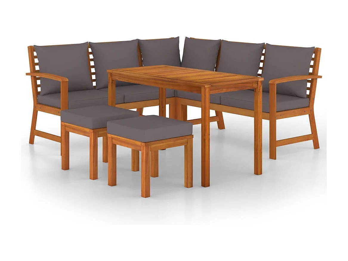 Talence  Ensemble à manger de jardin 6 pcs avec coussins Bois d'acacia