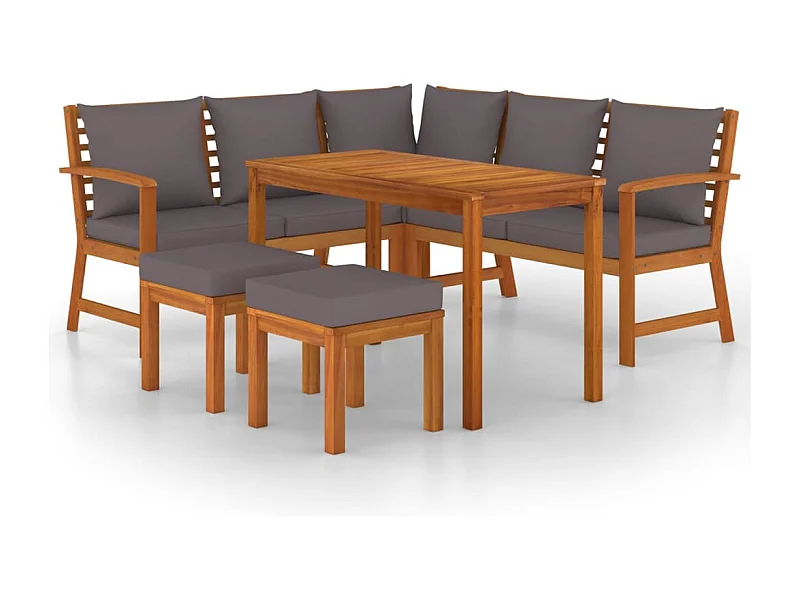 Talence  Ensemble à manger de jardin 6 pcs avec coussins Bois d'acacia