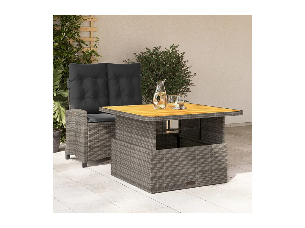 Spello  Ensemble à manger de jardin et coussins 2 pcs gris rotin