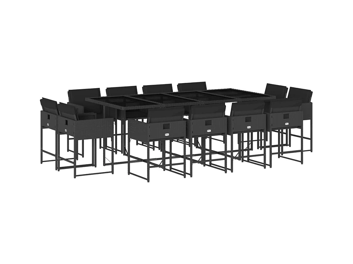 Brienne  Ensemble à manger de jardin 13 pcs coussins noir résine tressée