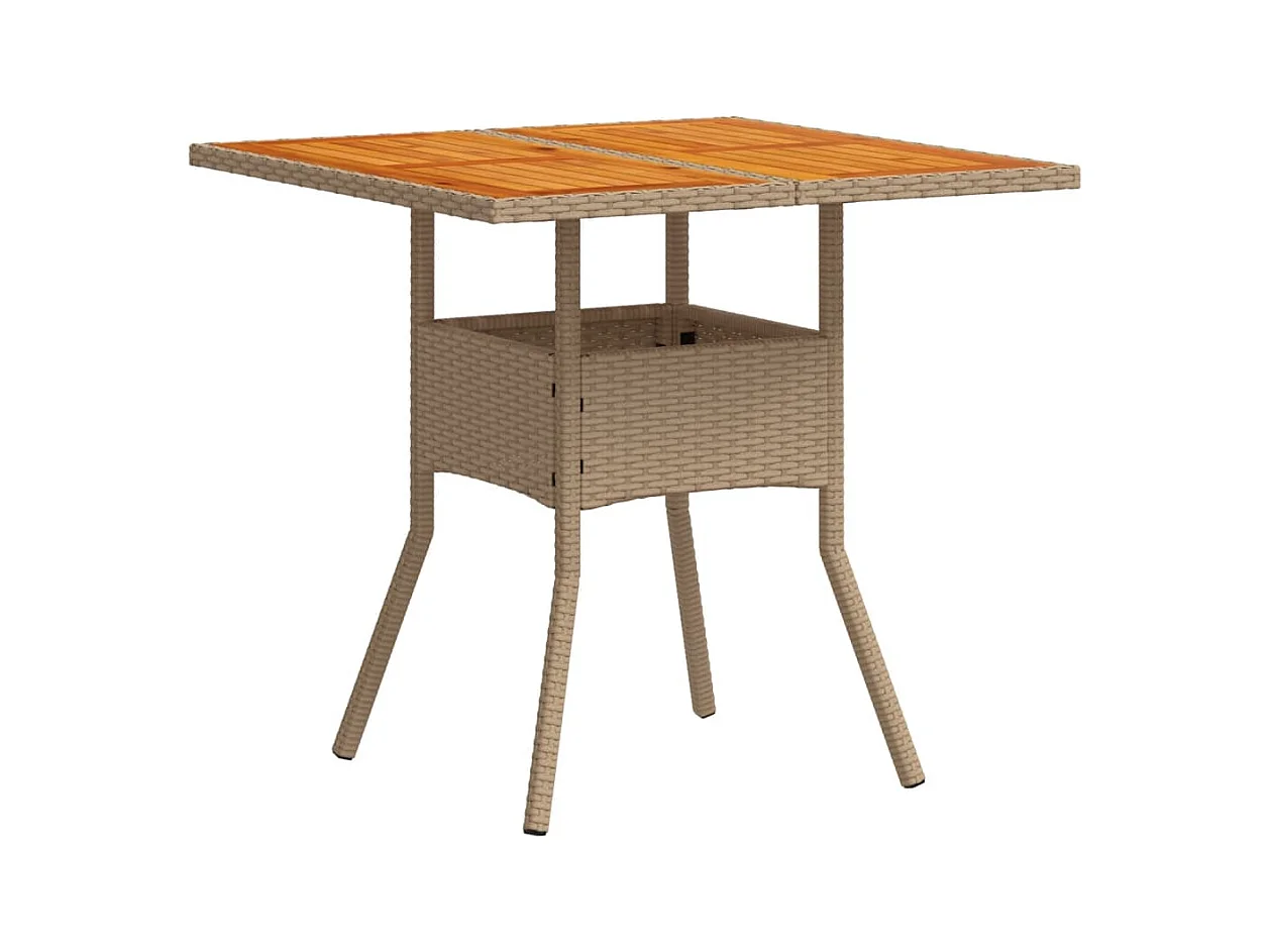 Zac  Ensemble à manger de jardin et coussins 3pcs beige rotin acacia