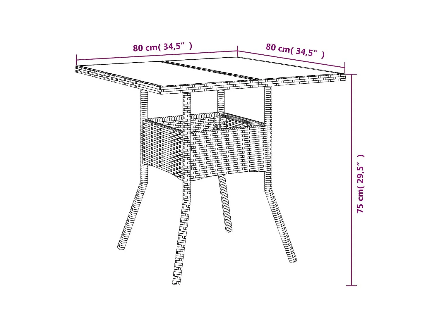 Zac  Ensemble à manger de jardin et coussins 3pcs beige rotin acacia