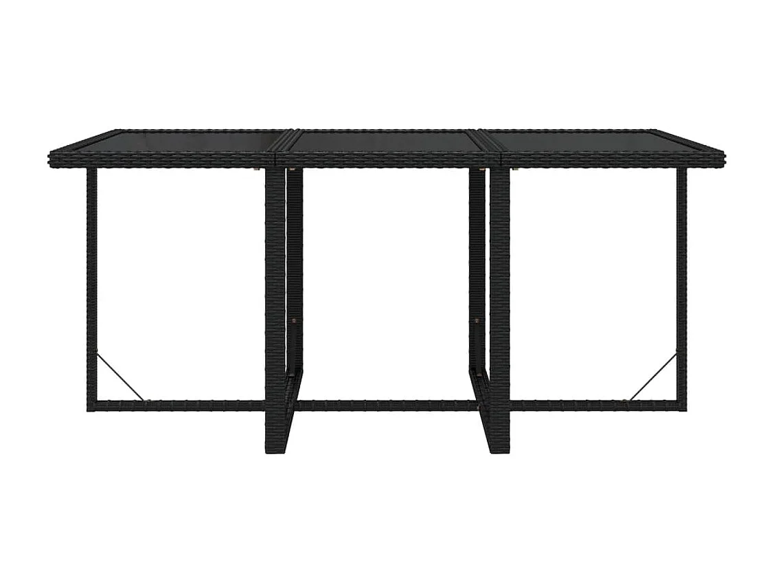 Hugo  Ensemble à manger de jardin coussins 7pcs Résine tressée Noir