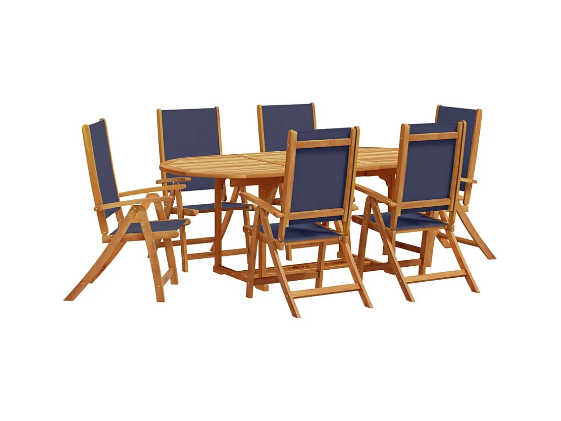 Yljo  Juego comedor de jardín 7 pzas madera maciza acacia y textileno
