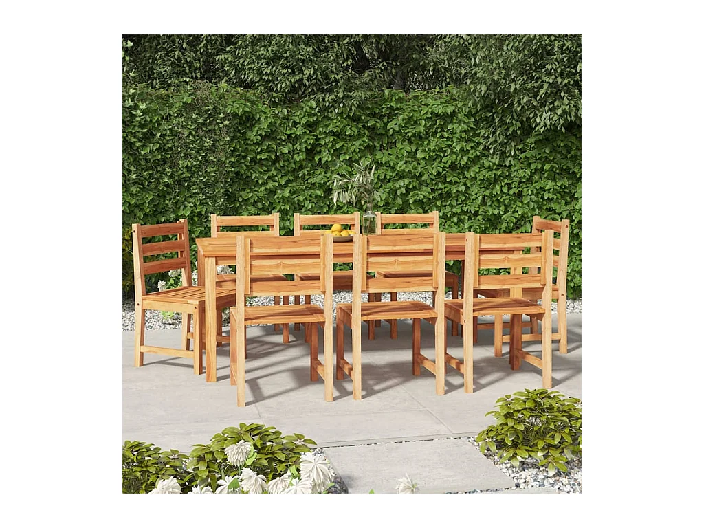 Addison Lee  Ensemble à manger de jardin 9 pcs Bois de teck solide