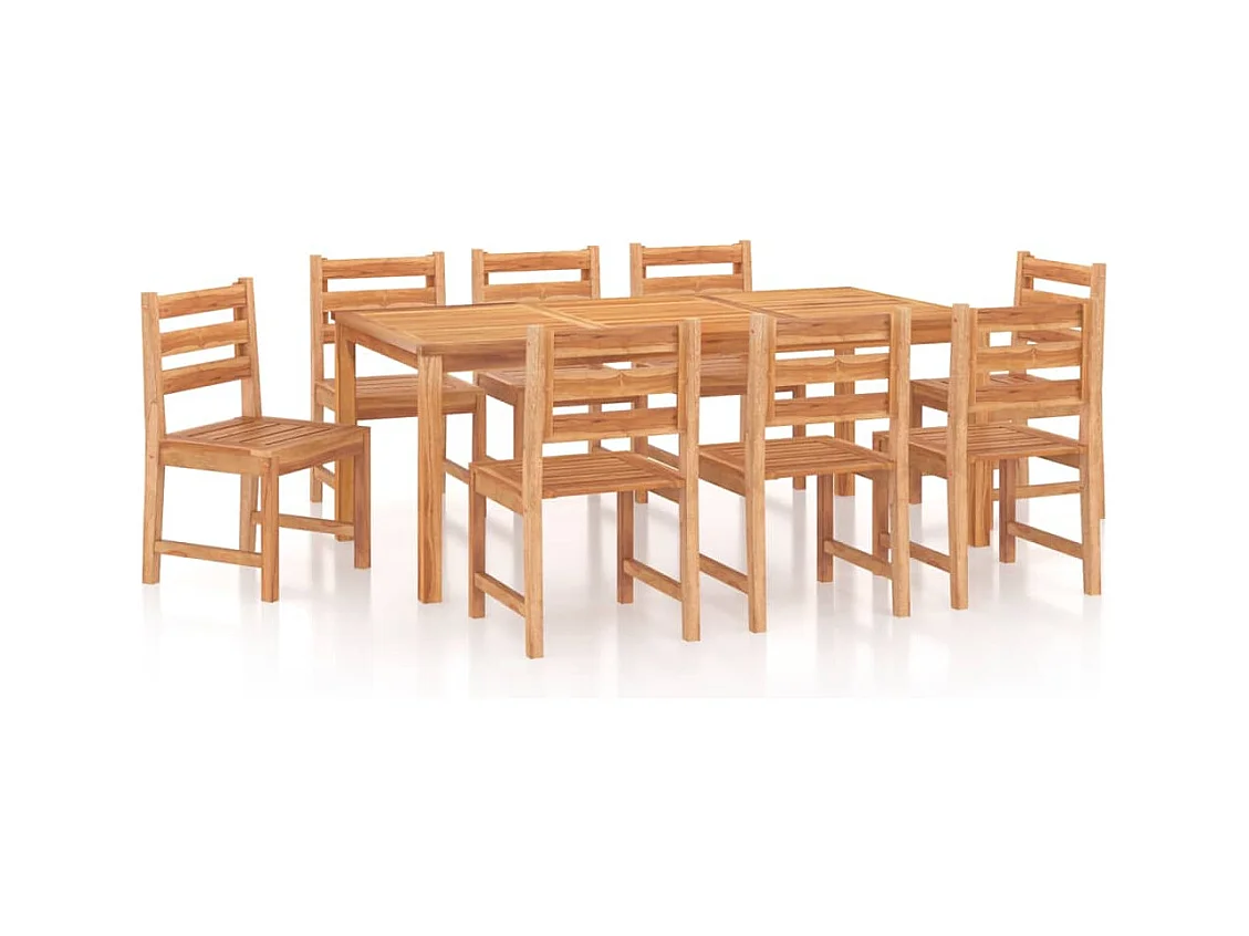 Addison Lee  Juego de comedor para jardín 9 piezas madera maciza de teca