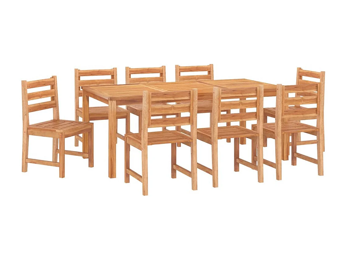 Addison Lee  Ensemble à manger de jardin 9 pcs Bois de teck solide