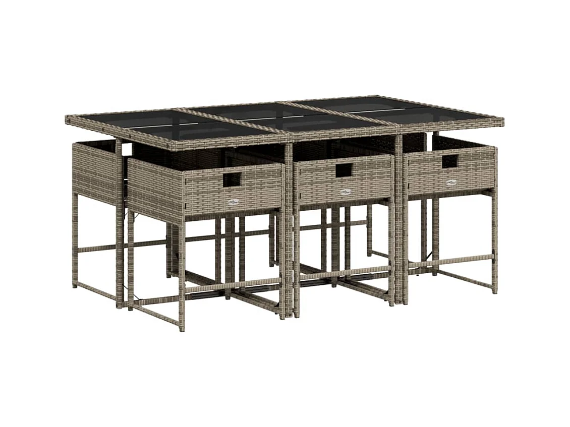 Sener  7-delige Tuinset met kussens poly rattan grijs