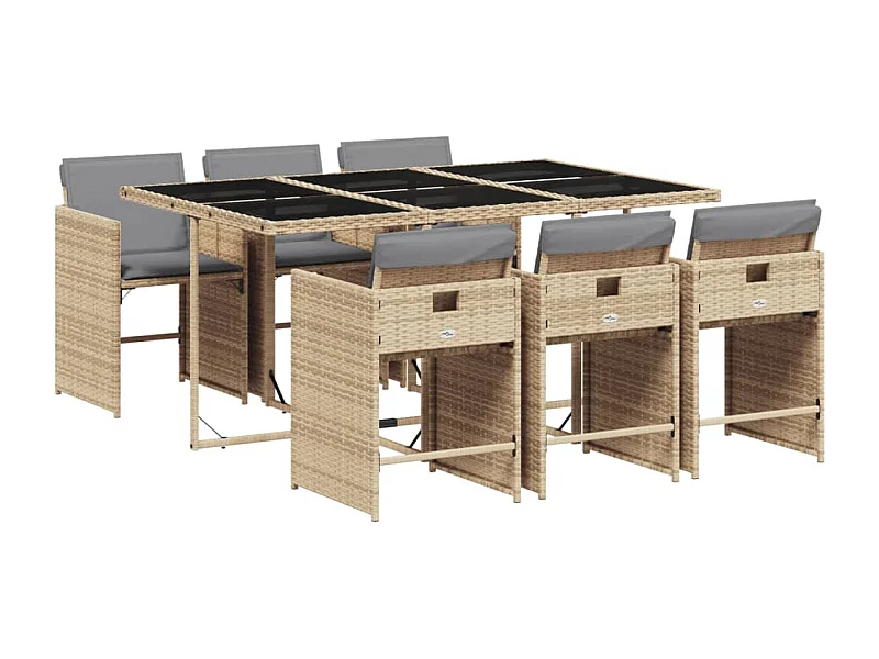 Heeswijk-Dinther  7-delige Tuinset met kussens poly rattan gemengd beige