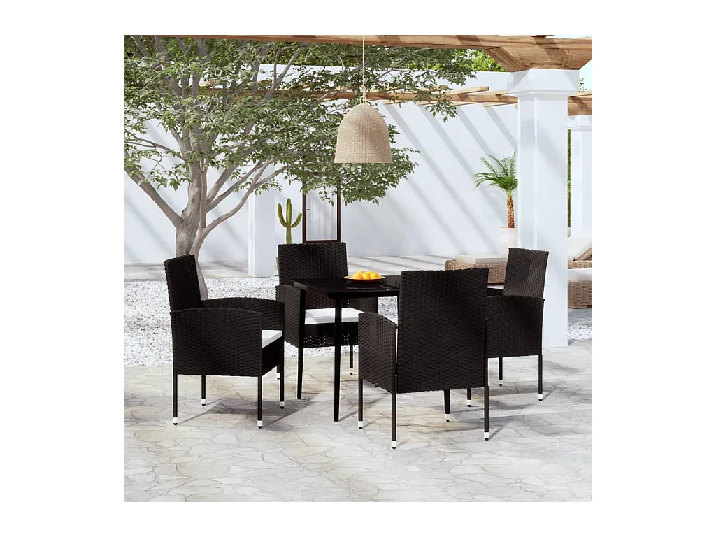 Nolira  Ensemble à manger de jardin 5 pcs Noir