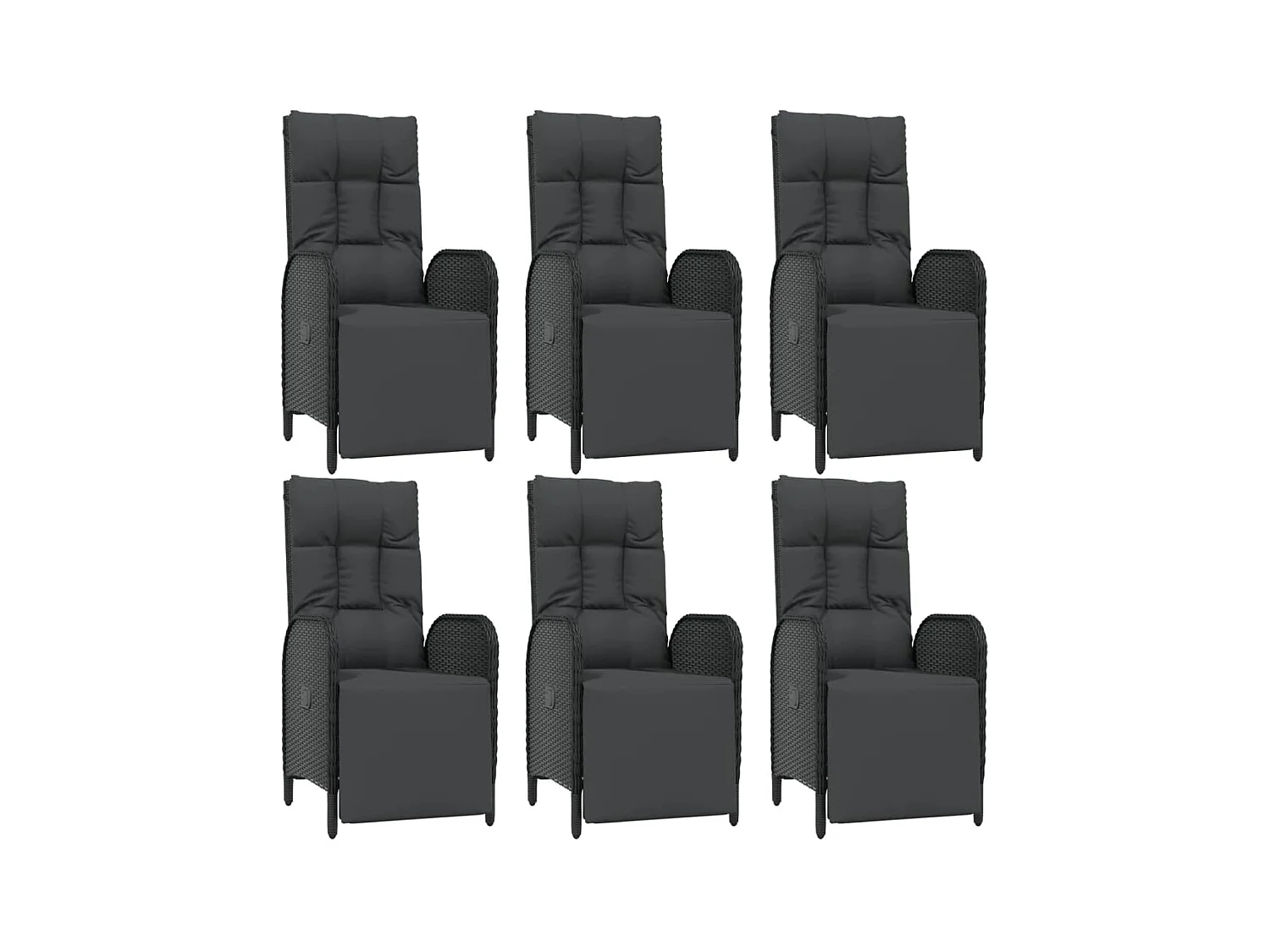 Afragola  Ensemble à manger de jardin coussins 7pcs Noir Résine tressée