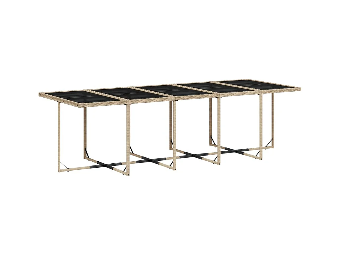 Ljungby  Ensemble à manger de jardin et coussins 11 pcs beige poly rotin