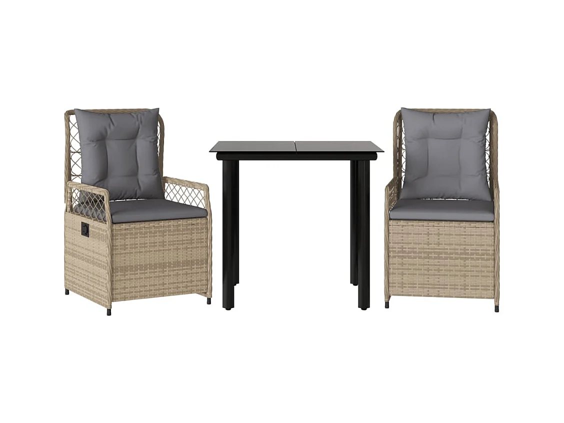 Garden Furniture -  3-delige Tuinset met kussens poly rattan beige